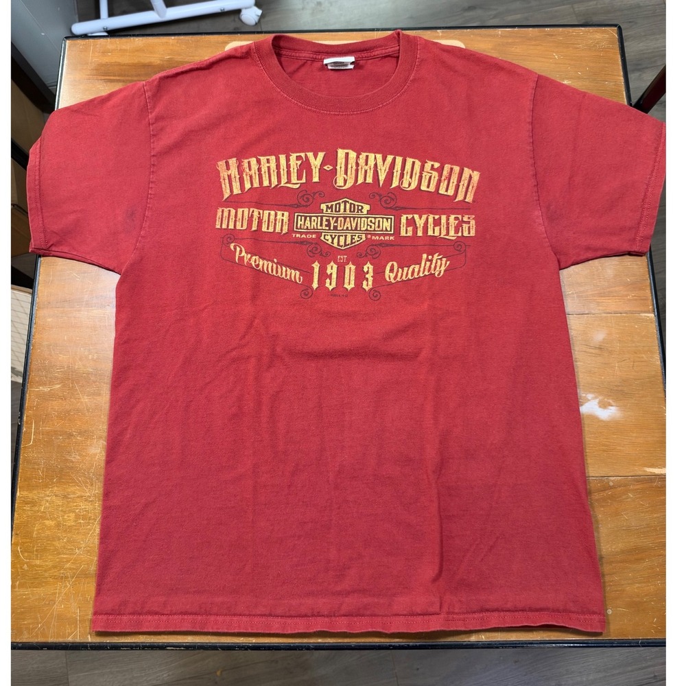 Harley-Davidson T-Shirt Men Large Red Excellent Las Vegas Nevada 1903 Graphic